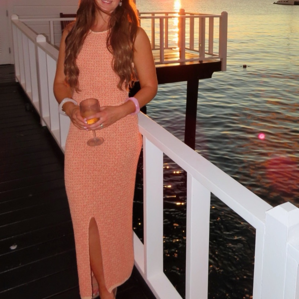 Free People Mindy Backless Sweater Midi Dress in RARE orange color